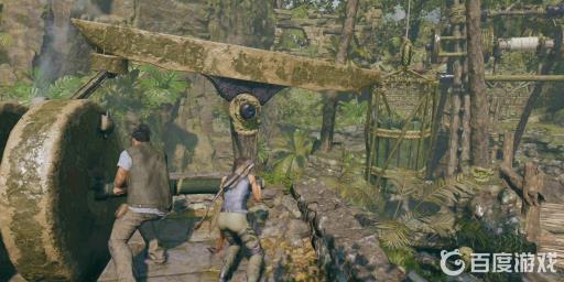 古墓丽影怎么把桥和重物拴在一起?5