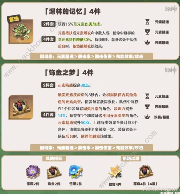 原神4.4纳西妲武器圣遗物选择推荐2